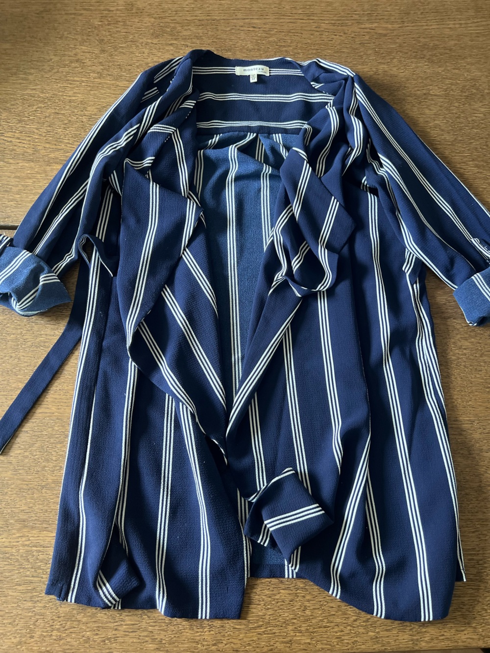 Monteau Navy Top with White Stripe Detail